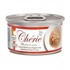 Cherie 80г смесь из ломтиков тунца с цельными креветками в подливе 0357