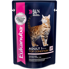 Eukanuba 85 г для взрослых кошек с рыбой в соусе 