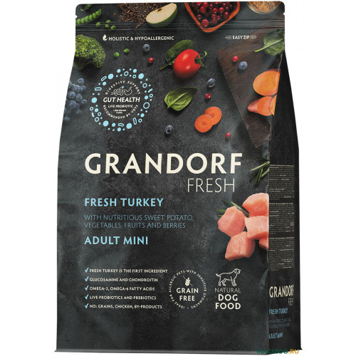 Grandorf  fresh для собак 3кг для мелких пород с индейкой 852802