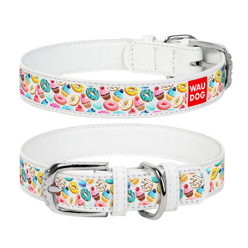 Ошейник COLLAR WAUDOG пончики белый 30-39 см Арт 369315