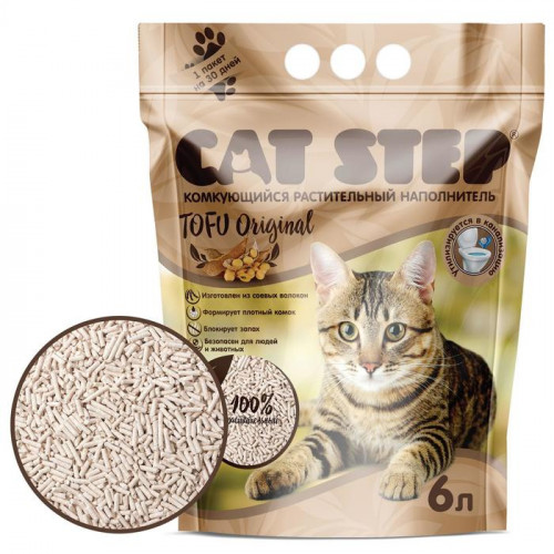 Наполнитель CAT STEP Tofu Original 6л комкующийся