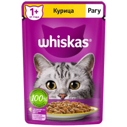 Whiskas 75 г для взрослых кошек с курицей в рагу
