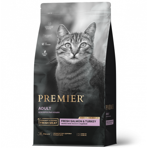 Premier для кошек 400г лосось с индейкой 851430