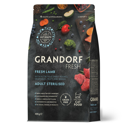 Grandorf  fresh для кошек 400г для стерилизованных с ягненком 852611