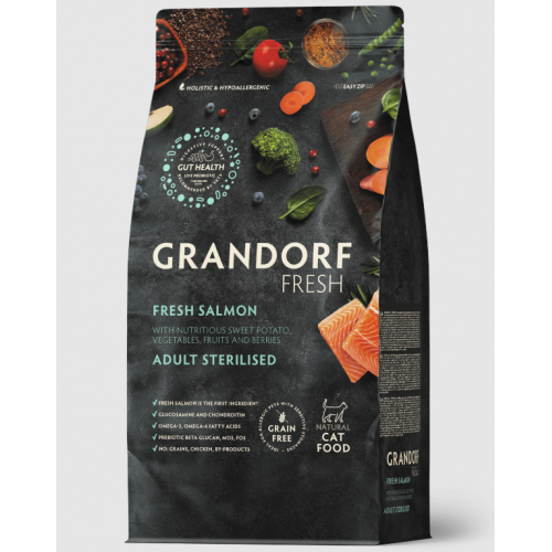Grandorf  fresh для кошек 400г для стерилизованных с лососем 852635