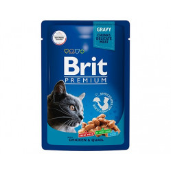 Brit 85г для кошек цыпленок с перепелкой в соусе 048915