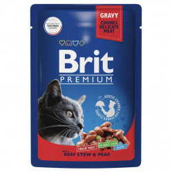 Brit 85г для кошек с говядиной и горошком в соусе 048816