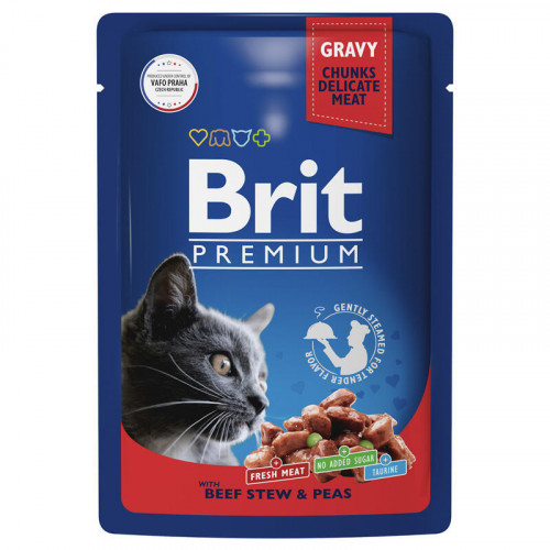 Brit 85г для кошек с говядиной и горошком в соусе 048816