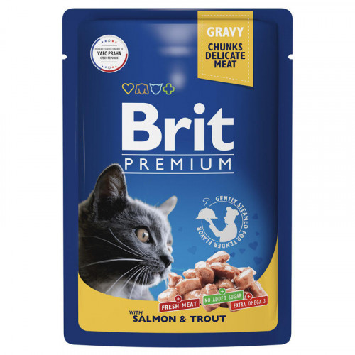 Brit 85г для кошек с лососем и форелью в соусе 048854