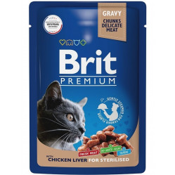 Brit 85г для кошек стерилизованных куринная печень в соусе 048885