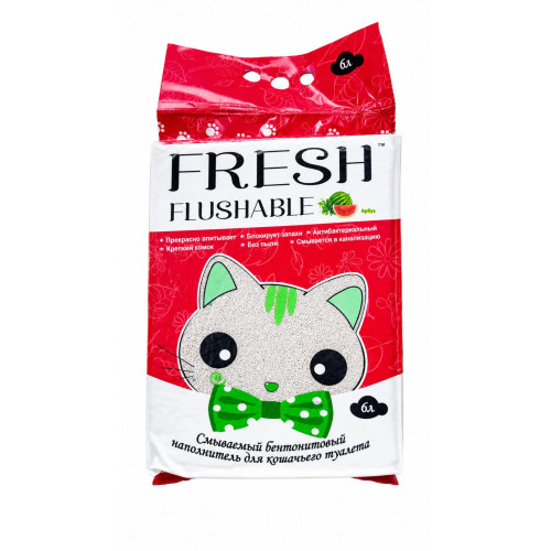Наполнитель FRESH Scent 6 л смывающийся в унитаз, комкующийся арбуз
