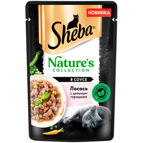Sheba Nature\'s 75 г для взрослых кошек с лососем и горохом в соусе