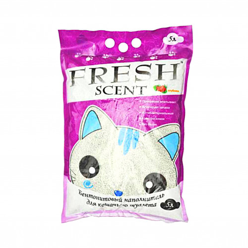 Наполнитель FRESH Scent 5 л Клубника комкующийся бентонитовый