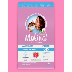 Molina для кошек 1,5кг sterilised с лососем и курицей 060765