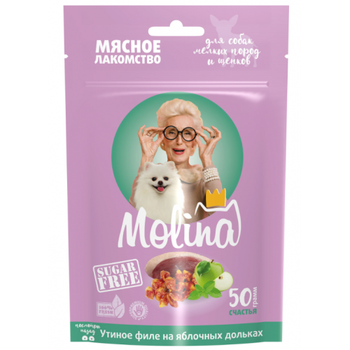 Molina мясное лакомство утиное филе на яблочных дольках 50г 044863