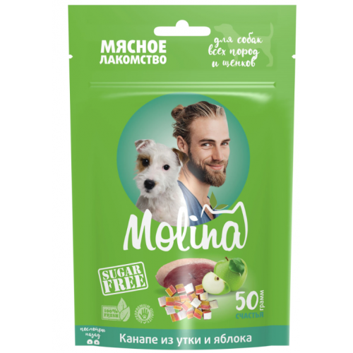 Molina мясное лакомство канапе из утки и яблока 50г 044948