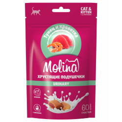 Molina для кошек хрустящие подушечки urinary 60г 013477