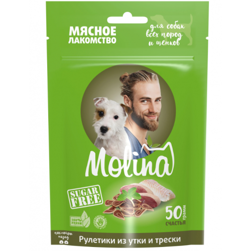 Molina мясное лакомство рулетики из утки и трески 50г 044955