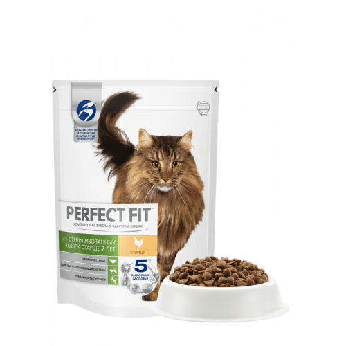 Perfect Fit 650 г для стерилизованных кошек старше 7 лет с курицей