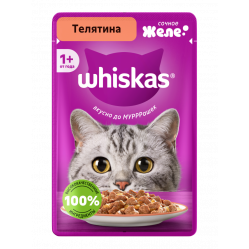Whiskas 75 г для взрослых кошек с телятиной в желе
